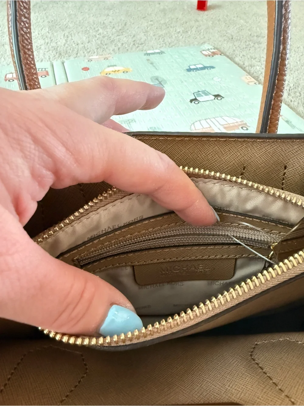 Michael Kors Brown Pebbled Leather Top-Handle Satchel with Gold Hardware